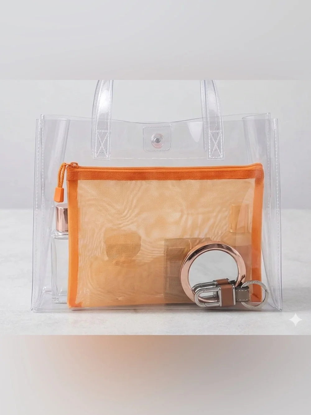 Mesh Zipper Pouch Bag – Orange Organizer Storage Case